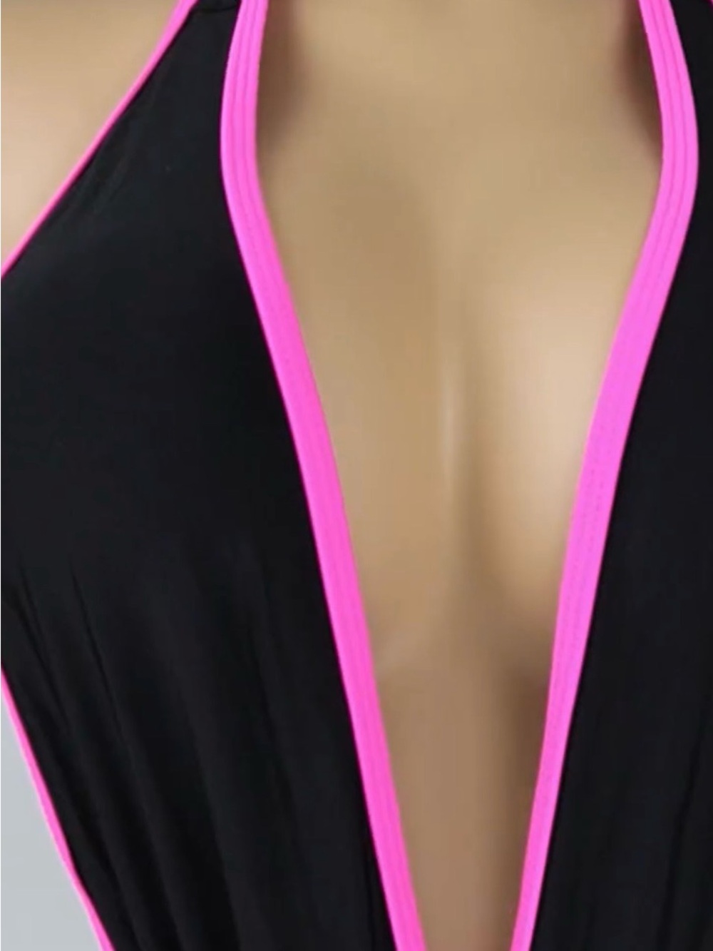 Sherrylo Black One-Piece Swimsuit with Hot Pink Trim - Picture 3 of 6